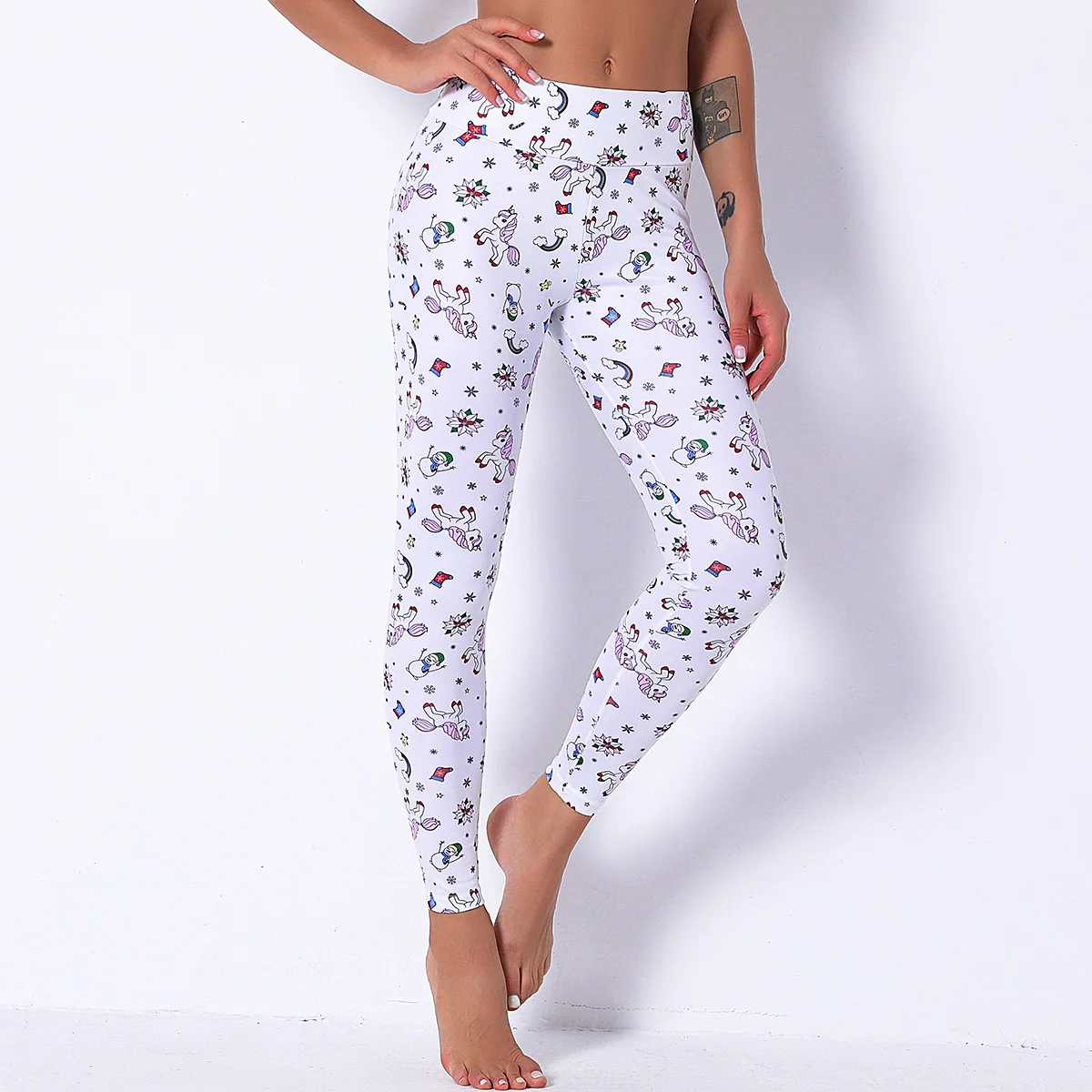 Рождественские женские брюки для йоги 2020 спортивные с высокой талией