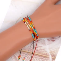 2021 new european and american style simple bohemian ethnic style rice bead weaving multi layer wear beaded lovers small bracele