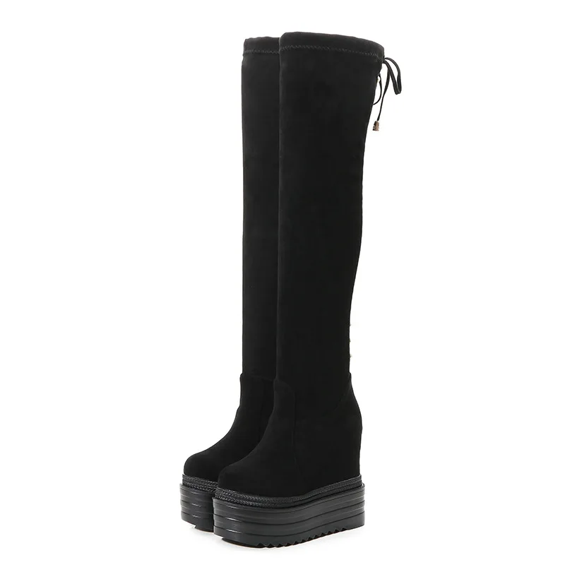 

Women's new long tube with plush and slim super thick bottom high tube cotton boots in autumn and winter