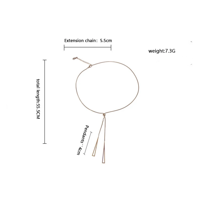 

Alloy Geometric Triangle Tassel Clavicle Pendant Charm Chain Vintage Long Necklace For Women Costume Jewelry Sublimation Blanks