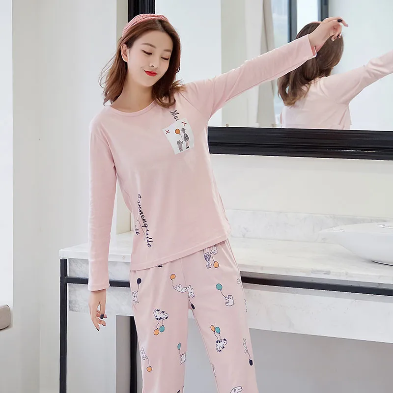 Pajamas Sets 2019 Fashion Women Sleepwears Spring Autumn Slim Carton Generation Underwear Suit Female Homewears | Женская одежда