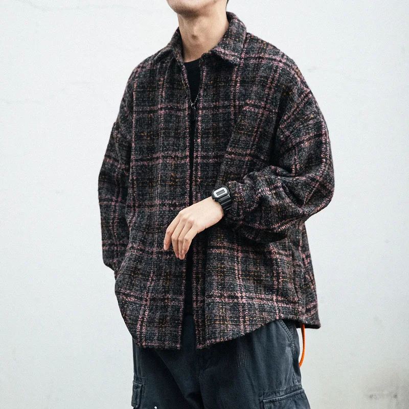 Рубашка мужская шерстяная с длинным рукавом теплая Повседневная клетчатая