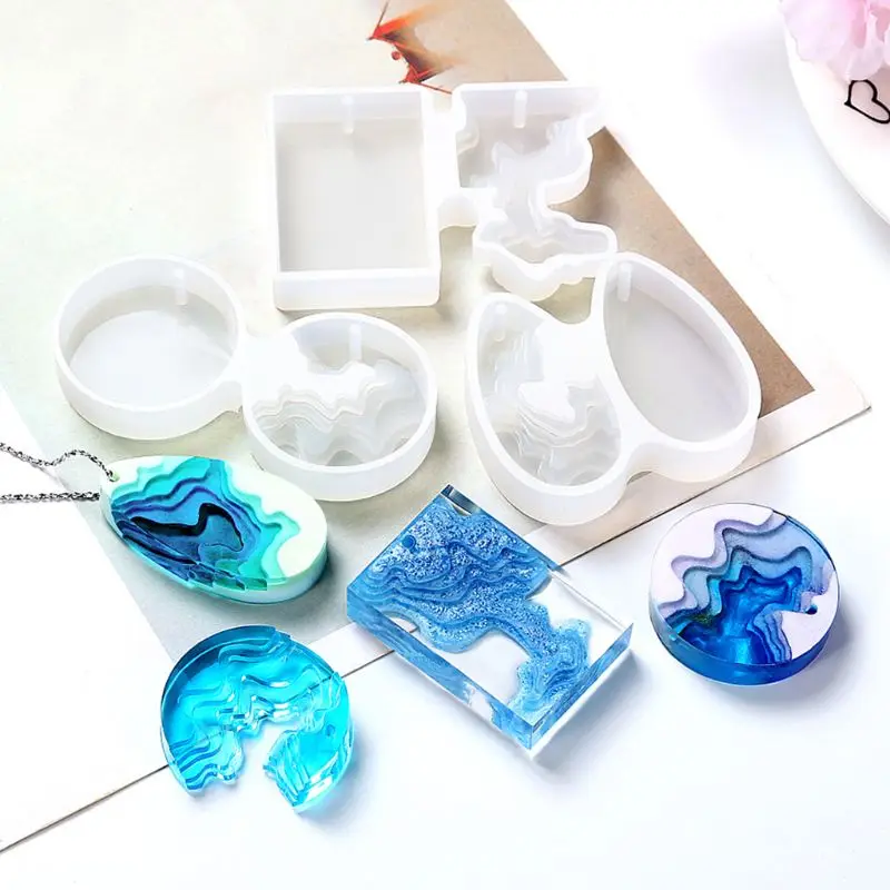 

Crystal Epoxy Island Resin Mold Ocean Wave Pendant Casting Crafts Silicone Mould