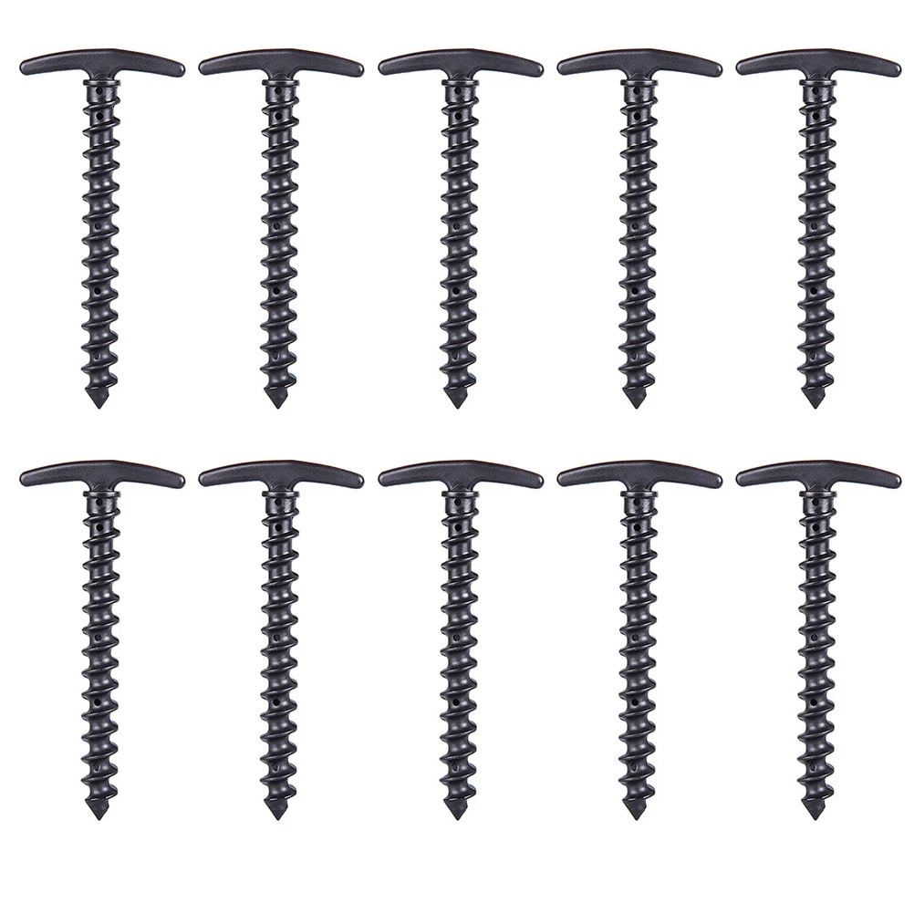 

10pcs Nylon Hiking Camping Tent Stakes Pins Screw Anchor Outdoor Camping Peg Ground Nails Spiral ABS Fixed Gadget for Snow Sand
