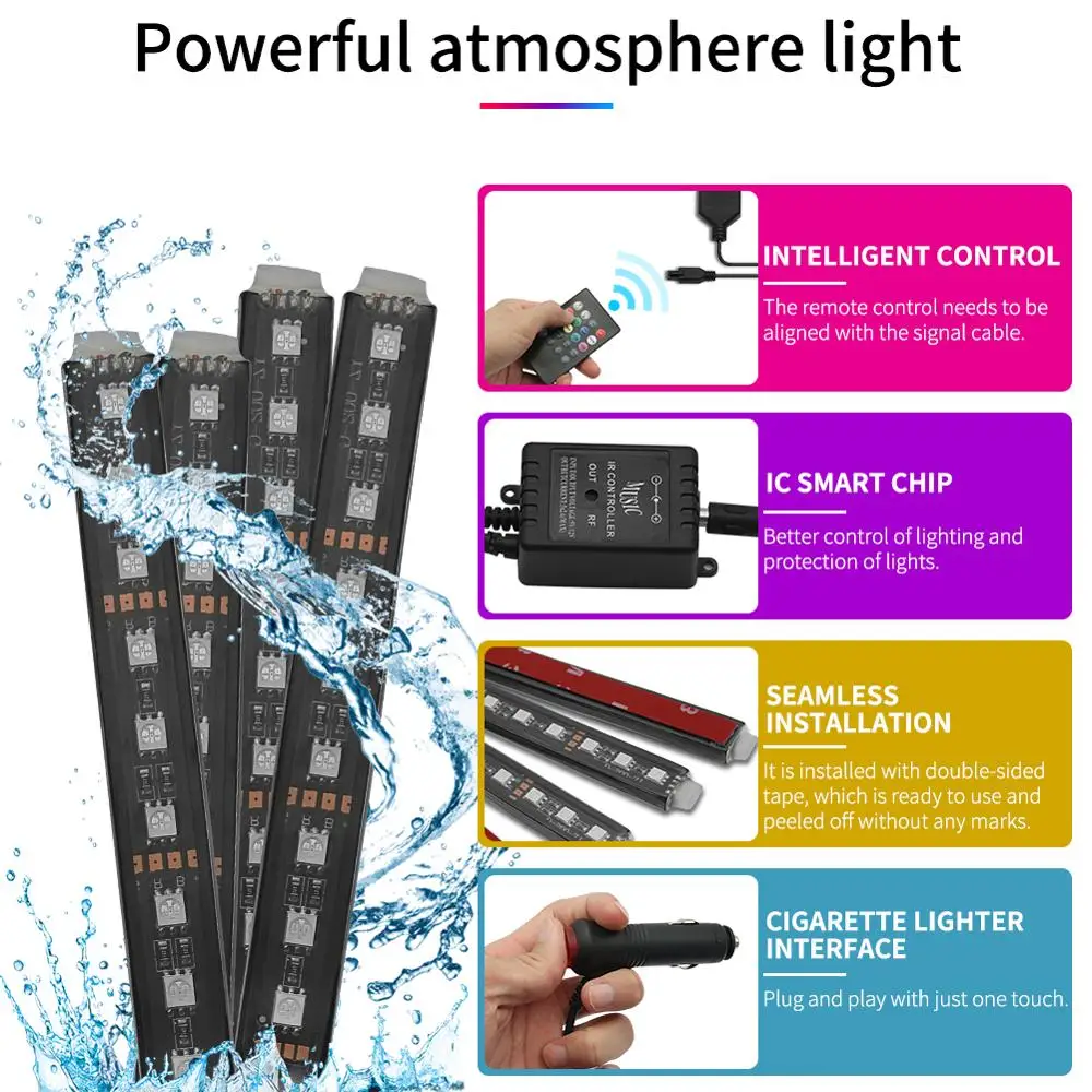 Автомобильный светодиодный внутренний атмосферная лампа Стикеры для Audi Quattro A4 A5