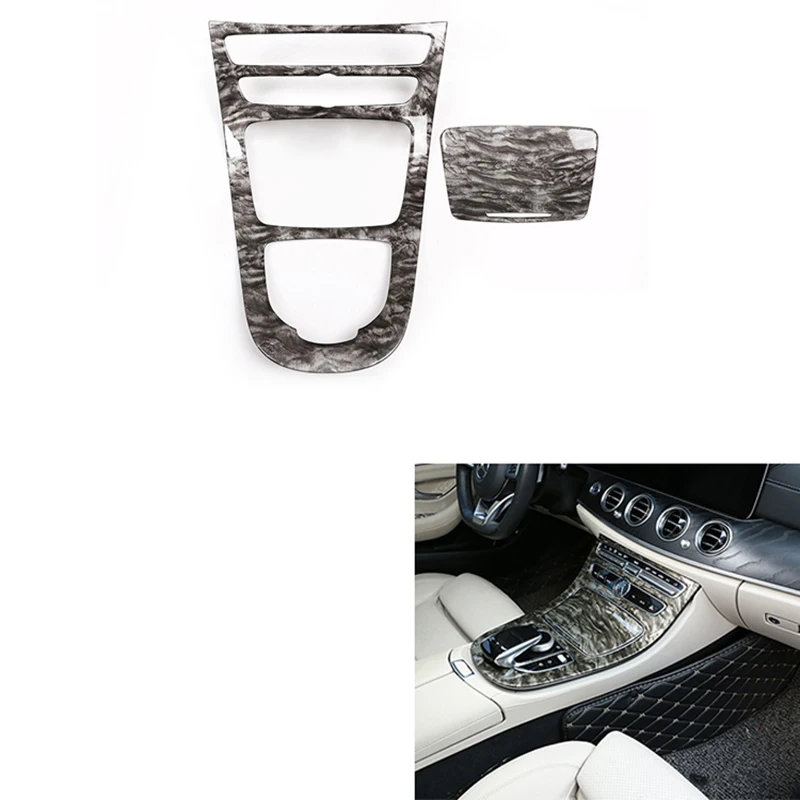 

2Pcs Console Gear Panel Frame Console Gear Shift Panel Cover Trim for Mercedes Benz E-Class W213 2016-2018 Car Styling