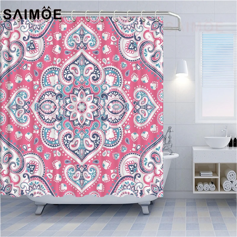 Занавеска для душа SAIMOE с геометрическим узором s занавеска в индийском стиле