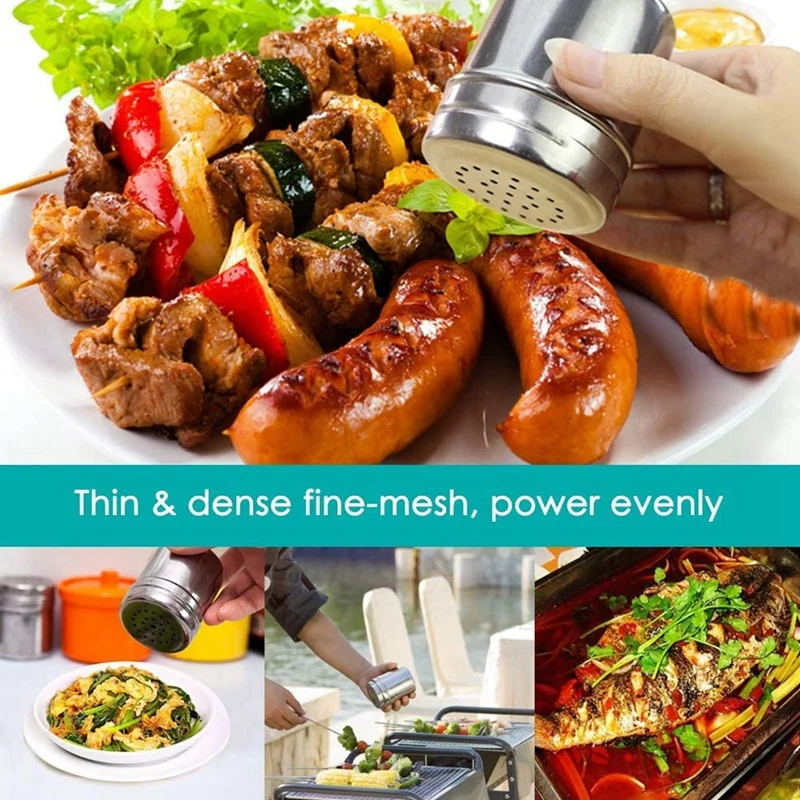 2 Pieces Stainless Steel Dredders and Coffee Cinnamon Power Powder Shaker Can with Hole or Lid |