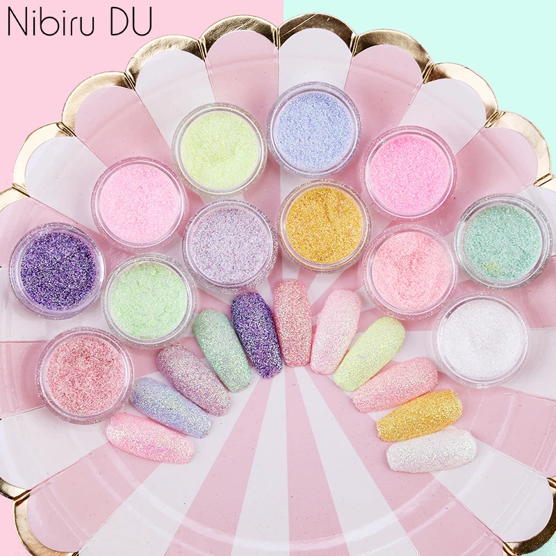Блестящий сахарный песок для дизайна ногтей набор Русалка трение светящийся