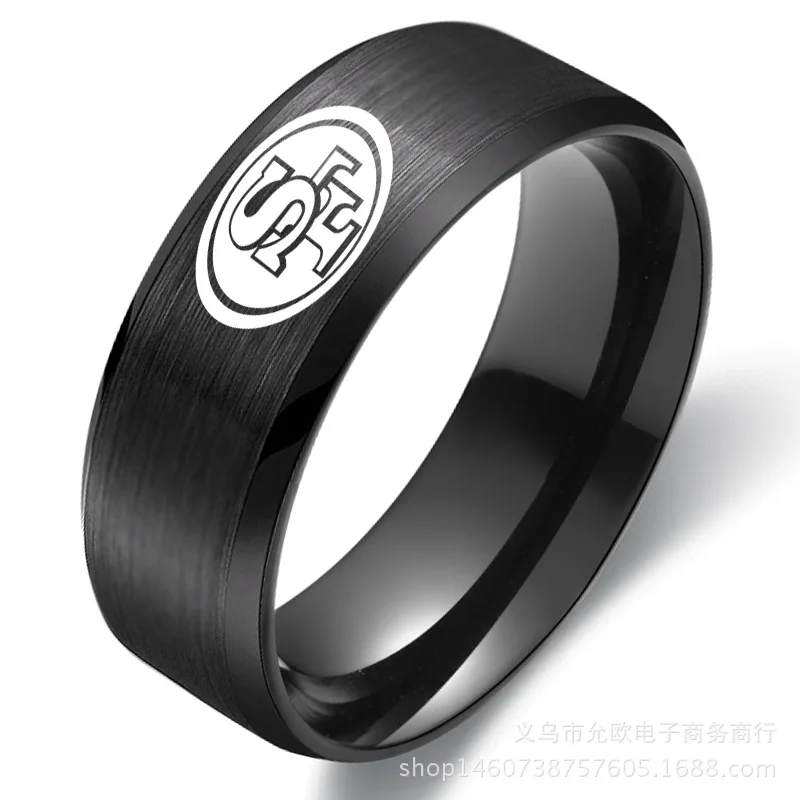 

Football Team Rubgy Sport Jewelry Logo Titanium Steel Ring