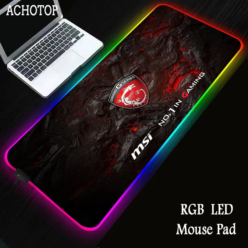

MSI Extra RGB Large Mouse Pad Backlight LED Gaming Mousepad Red Dragon Natural Rubber with Locking Edge Gaming Mouse Mat