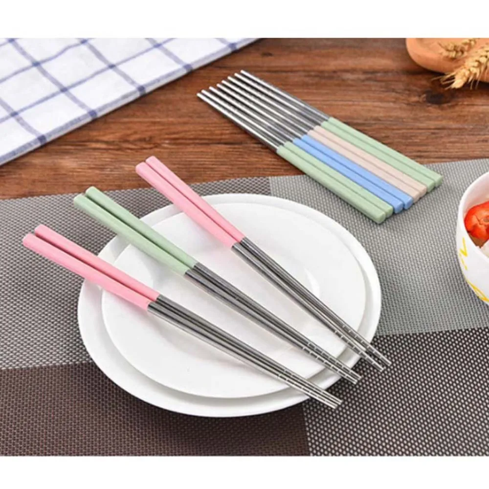 2 Pairs Household Non-slip Heat Resistant Wheat Straw Cutlery Chopsticks (Adults Style Khaki) | Дом и сад