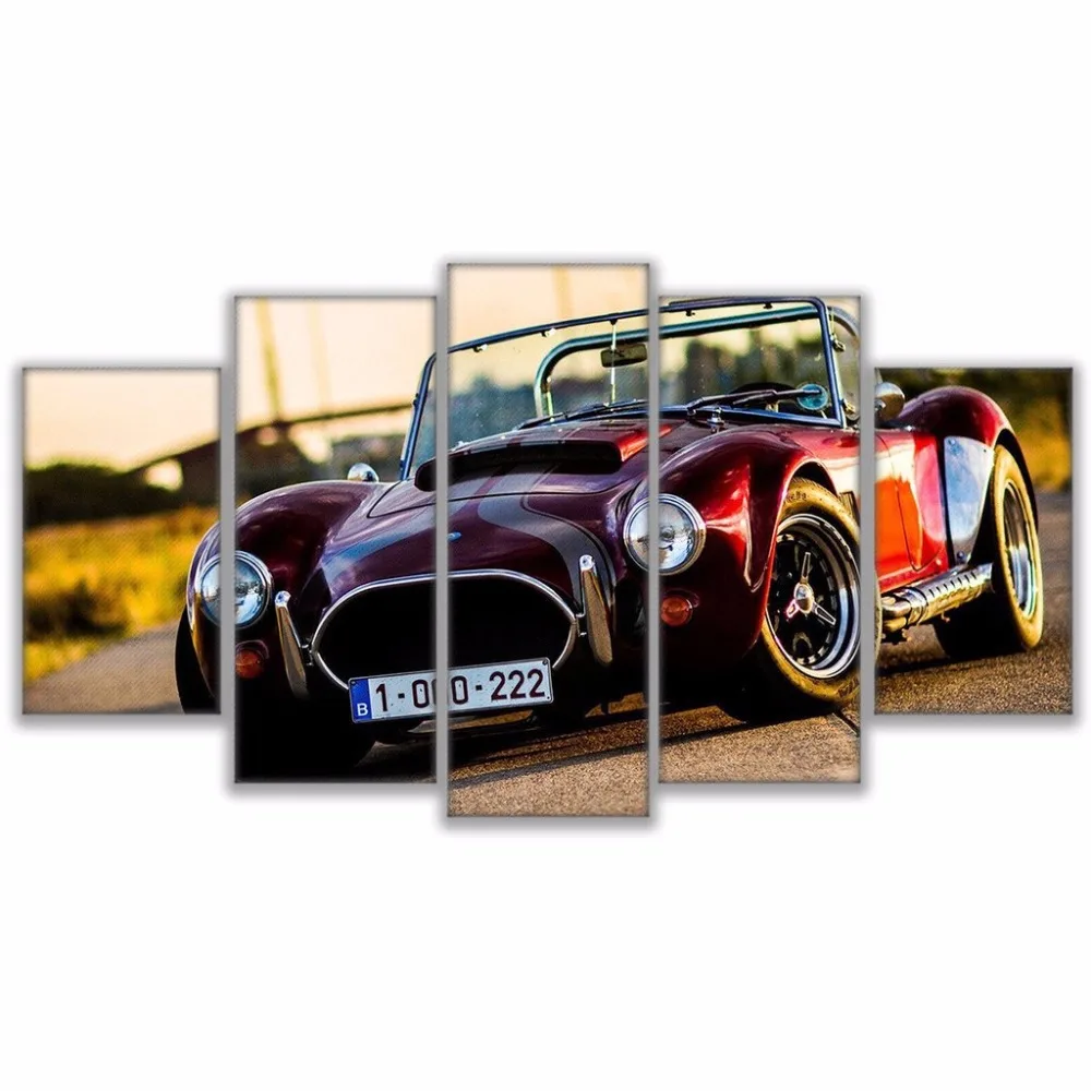 

Canvas Pictures Home Decor For Living Room HD Prints Poster Framework 5 Pieces Red Luxury Sports Car Printings Wall Art PENGDA