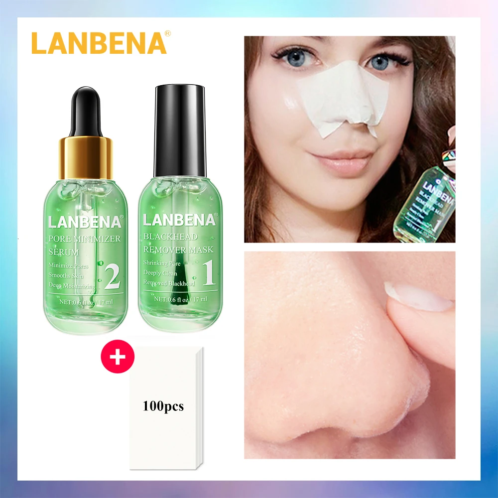 LANBENA Green Tea Blackhead Remover Kit Minimizer Deep Pore Cleaning Shrinking Pores Purifying Acne Treatment Essence Smoothing | Красота и