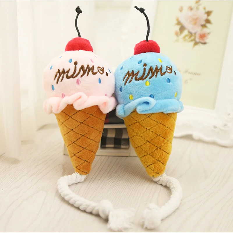 

Holapet Lovely Dog Toy Puppy Plush Squeak Toy For Small Dogs Pet Cat Toys Chew Ice Cream Play Toys Pink / Blue Pet Product