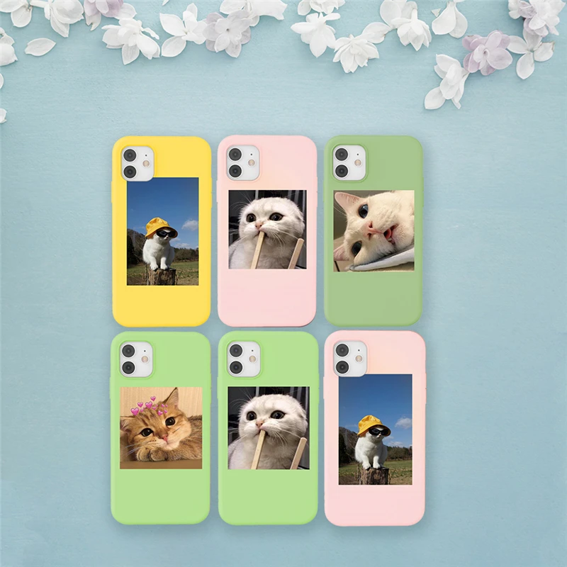

Lovebay Cute Cat Case For iPhone 12 mini 11 Pro 12pro XS X XR Max SE 2020 Lovely Candy Color Back Cover For iPhone 7 Plus 8 Plus