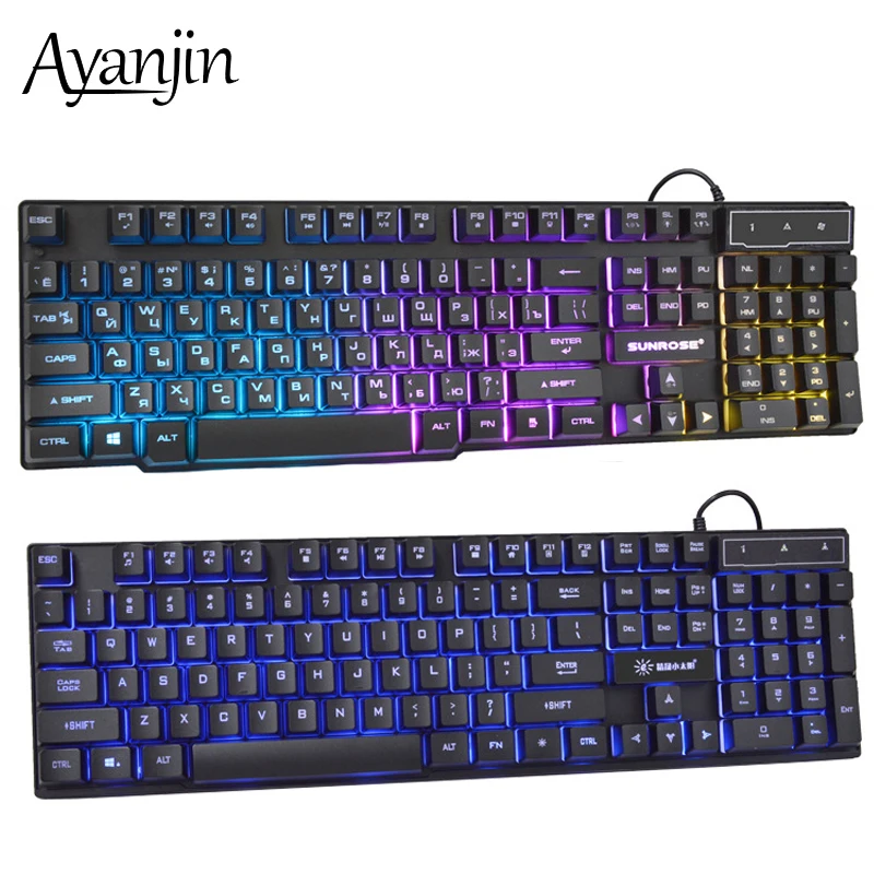 Проводная игровая клавиатура на русском и английском языках 104 кнопки