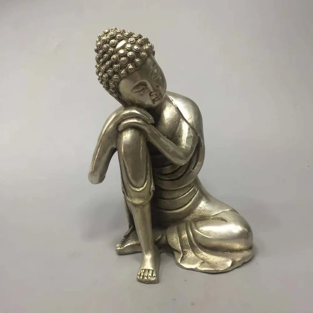 

MOEHOMES Tibet Silver Squatting Shakya Mani statue Buddha statue metal crafts home decoration