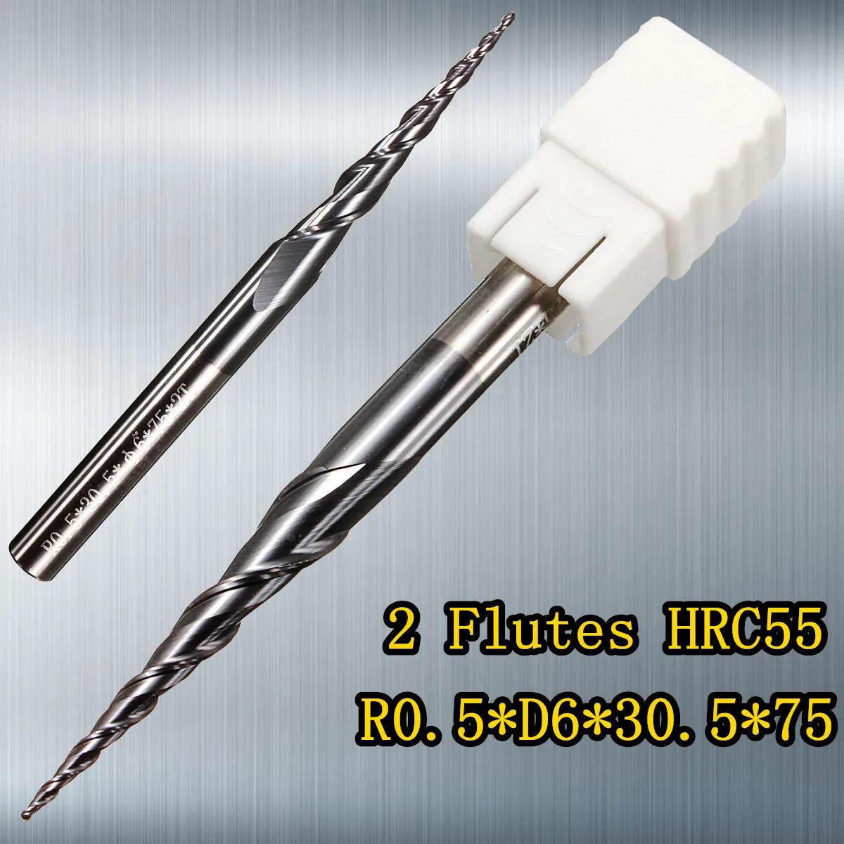 

6mm Shank 2 Flutes R0.5 Solid Carbide Taper Ball Nose End Milling Cutter