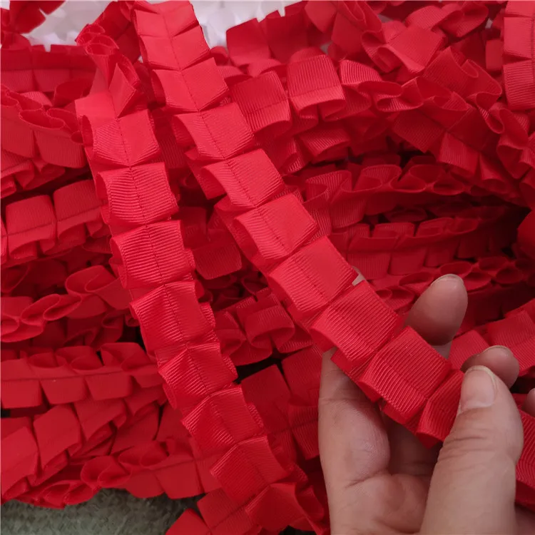 10 м/лот diy2.5 см большой красный (положительные красные атласные плиссированные