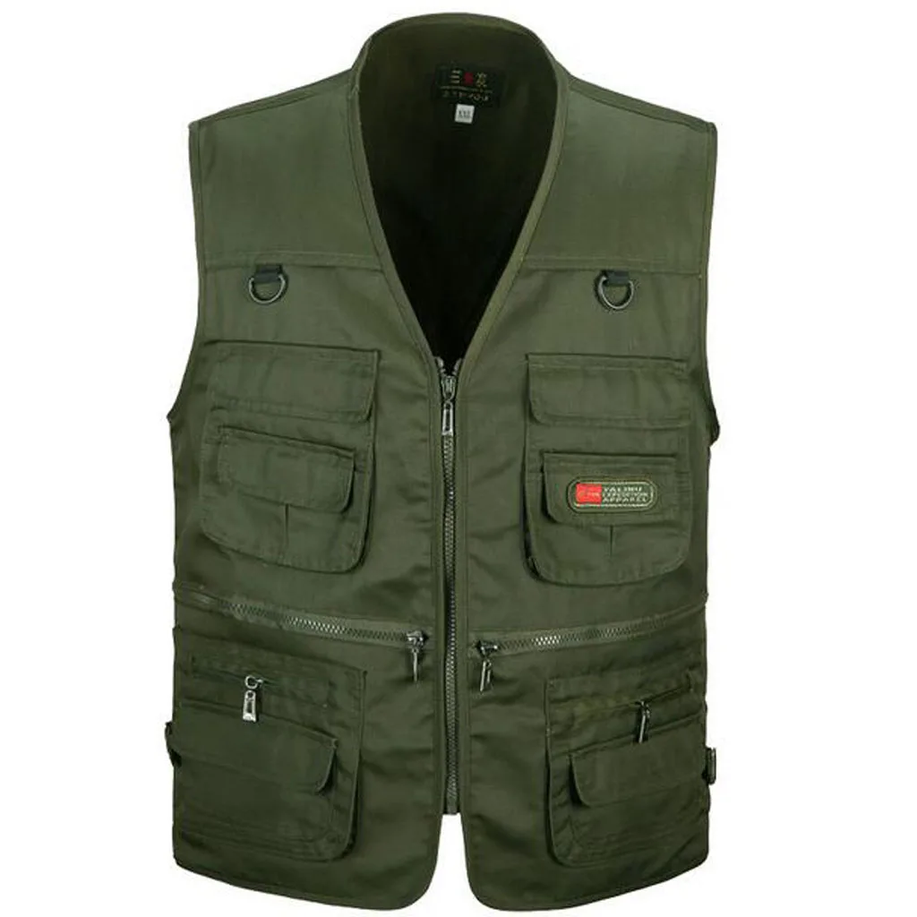 XL Army Green Мужской уличный жилет с несколькими карманами для путешествий, рыбалки, фотосъемки, быстросохнущий, Jac, для кемпинга, рыбалки, одежда, аксессуары - Цвет: XL Army Green