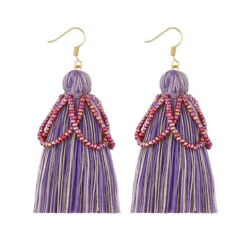 

Original handmade cotton tassel jewelry European and American earrings Bohemian high-quality ethnic ear jewelry