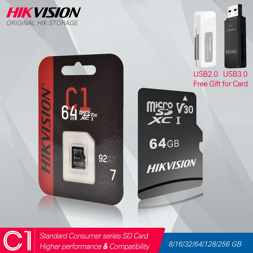 

Карта памяти HIKVISION 128 ГБ 256 Гб класс 10 Max 92 м/с 32 Гб 64 Гб MicroSDHC/XC UHS-I TF Micro SD карта 8 ГБ 16 ГБ # C1