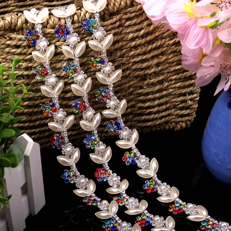 Cusack 1 Ярд 2 5 см жемчужные хрустальные стразы отделка цепь для свадебного платья