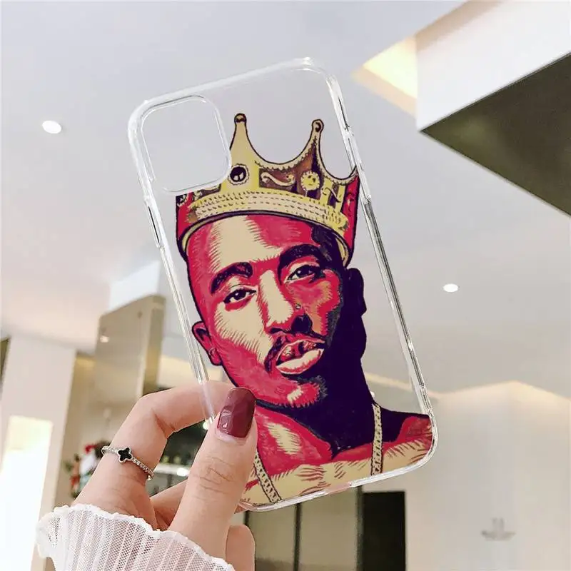 

Rapper 2pac Phone Cases Transparent Clear for iPhone 11 12 mini pro XS MAX 8 7 6 6S Plus X 5S SE XR 2020