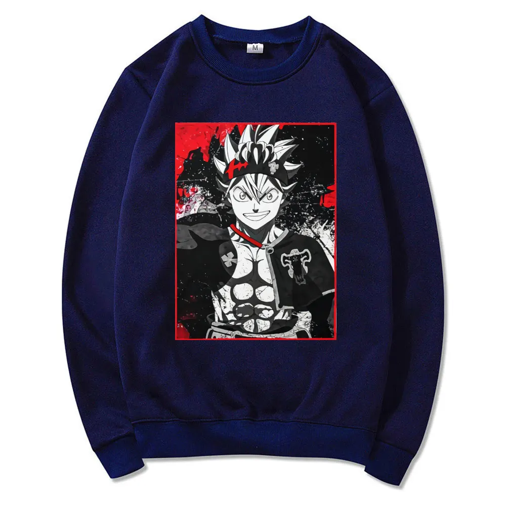

2021 Japanese Anime Print Sweatshirt men Asta Box Black Clover Sweatshirt streetwear Loose round neck Men's Spring and Autumn