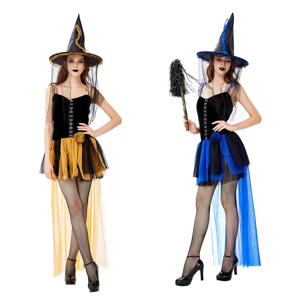 Женский сексуальный костюм ведьмы на Хэллоуин для взрослых волшебницы с хвостом
