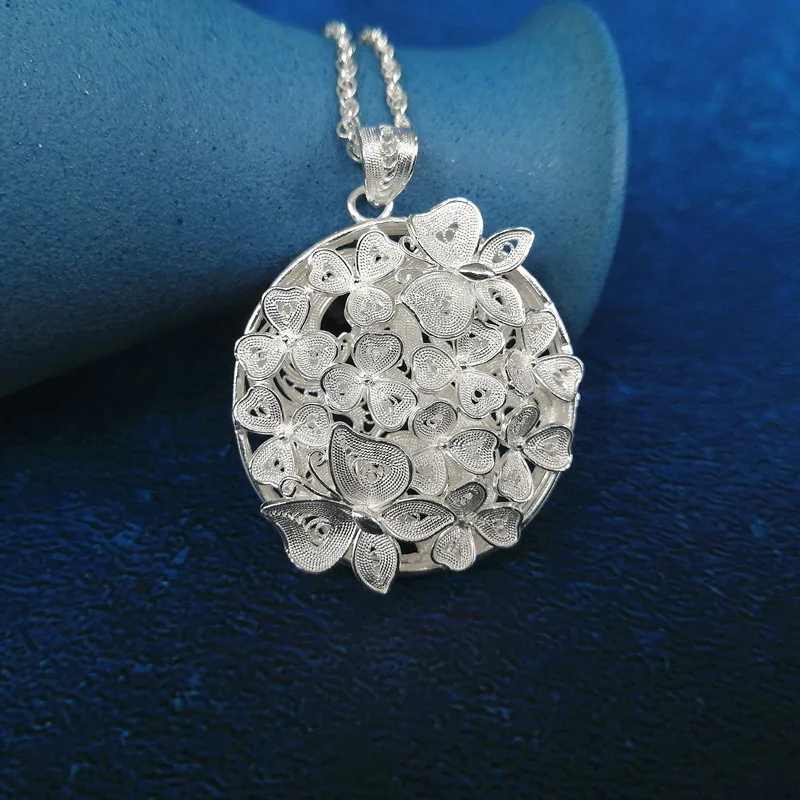 

Серебряная подвеска-бабочка Miao из стерлингового серебра 999 пробы, женское кольцо с цветком, роскошные украшения ручной работы в этническом стиле