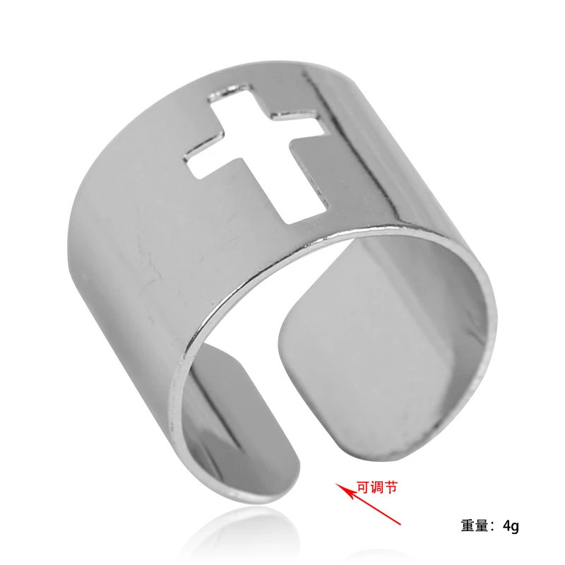 

Fashionable Simple Men's Index Finger Ring Cross Wisp Empty Opening Adjustable Alloy Material Men And Women Jewelry Gift