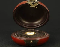 leather can collect old hand painted dragon phoenix compass feng shui box wooden handicraft home decorations