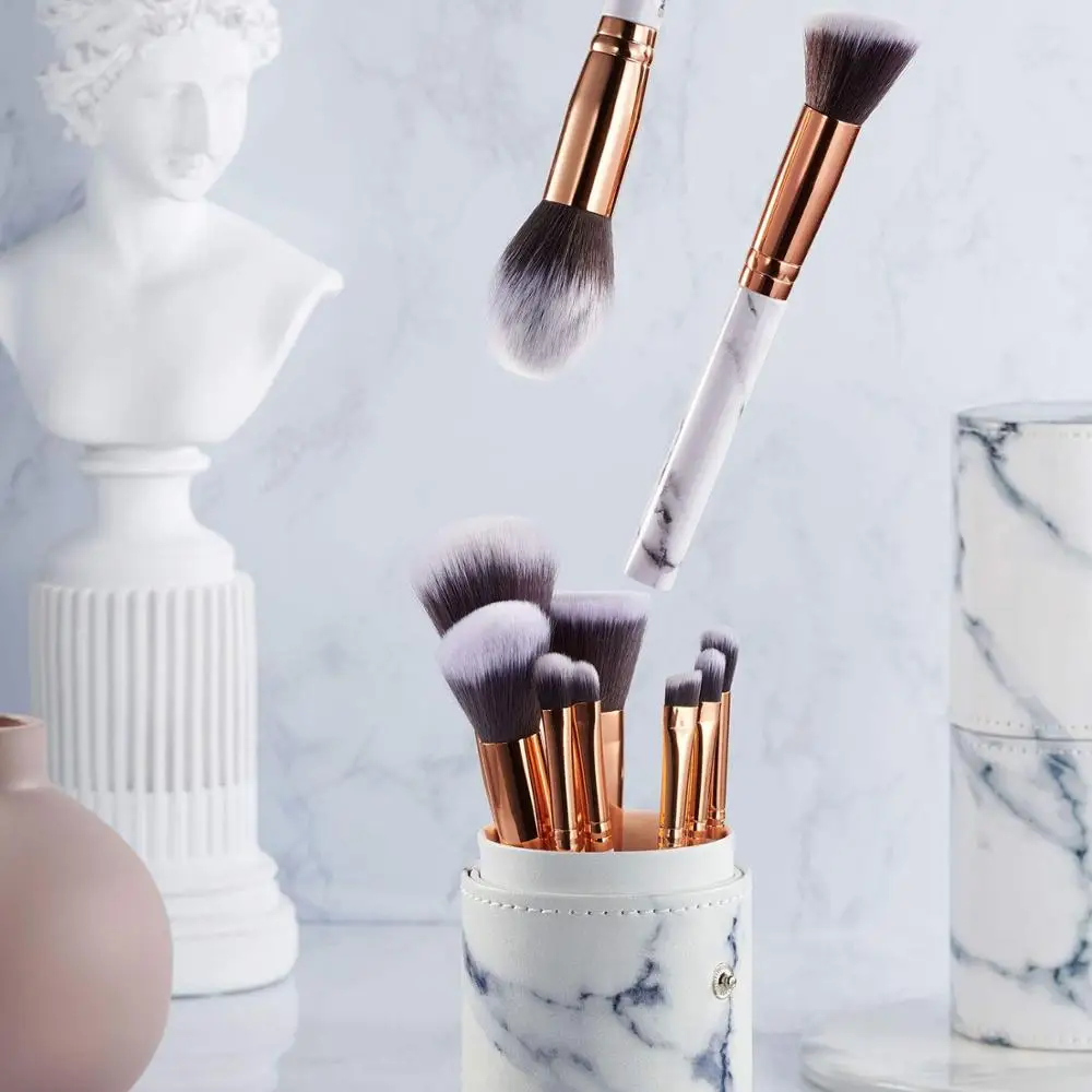 

Marble Makeup Brush Set with Brush Holder Pot | Premium Synthetic Foundation Powder Makeup Brush Sets(10 Pcs)