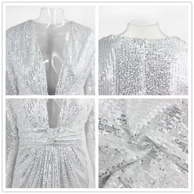 Fuedage весеннее Клубное вечернее платье с блестками женские блестящие облегающие