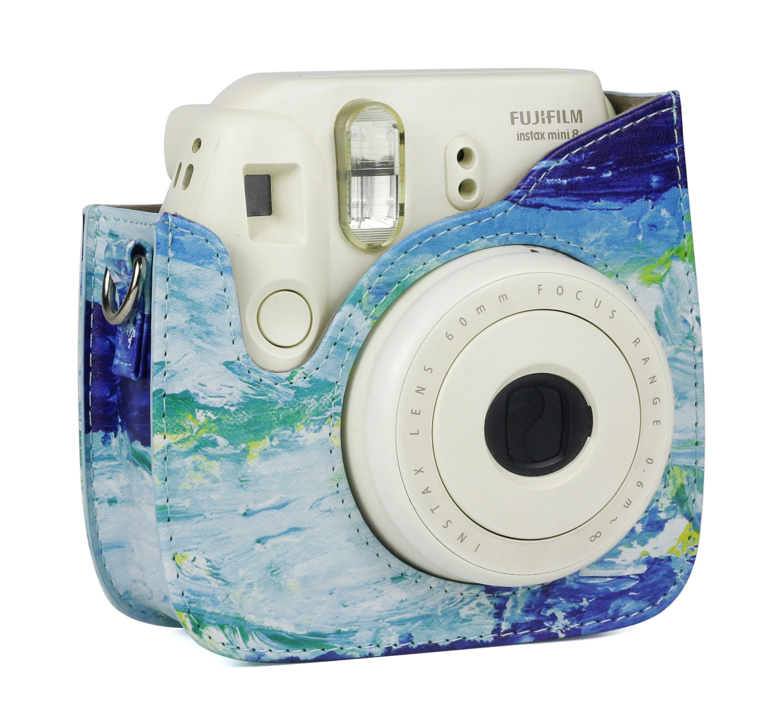 Защитный чехол для Fujifilm Instax Mini 9 цветной синий из искусственной кожи с плечевым