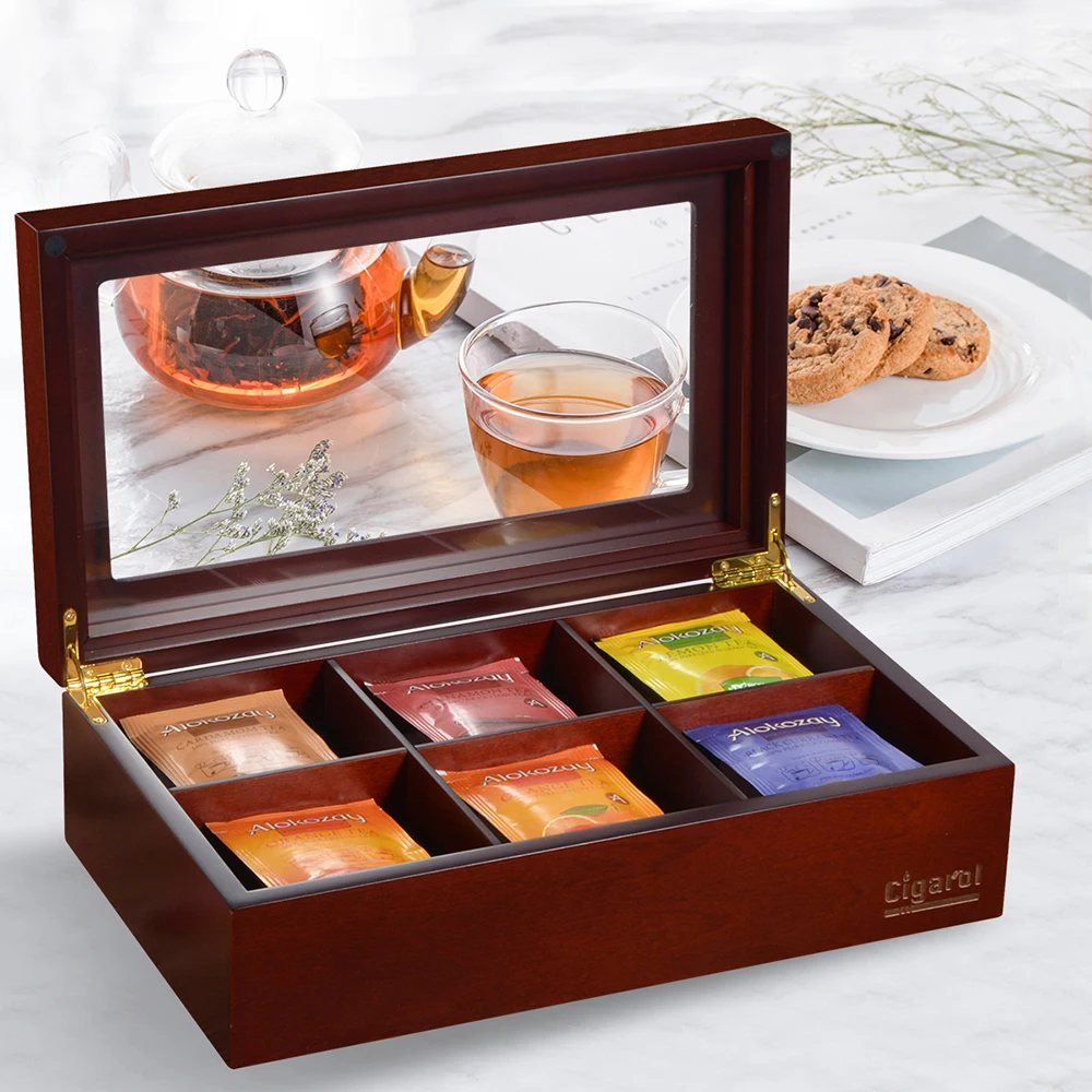 6 секционный ящик для чая органайзер очистки кофе молока контейнер роскошный