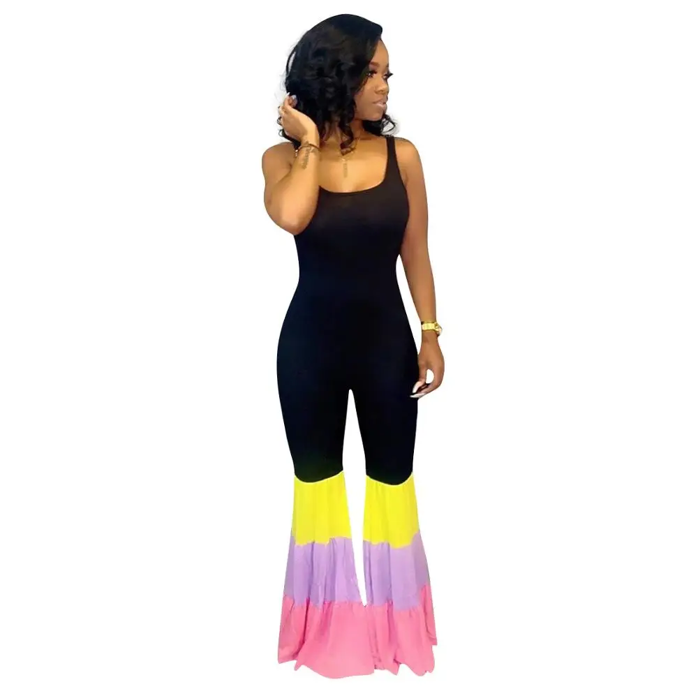 Летний женский цветной блок полосатый лоскутный сексуальный расклешенный