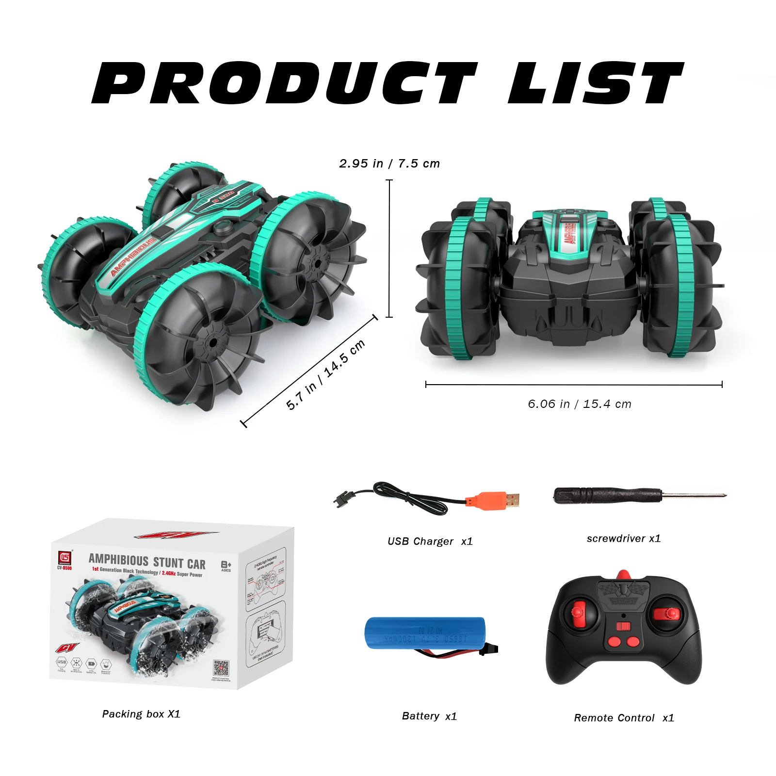 

Toys for Kid Sinovan Stunt RC Car 1200mAh 4wd Water & Land 2in1 Remote Control Car 2.4G Double Side Flip Amphibious RC Drift Car