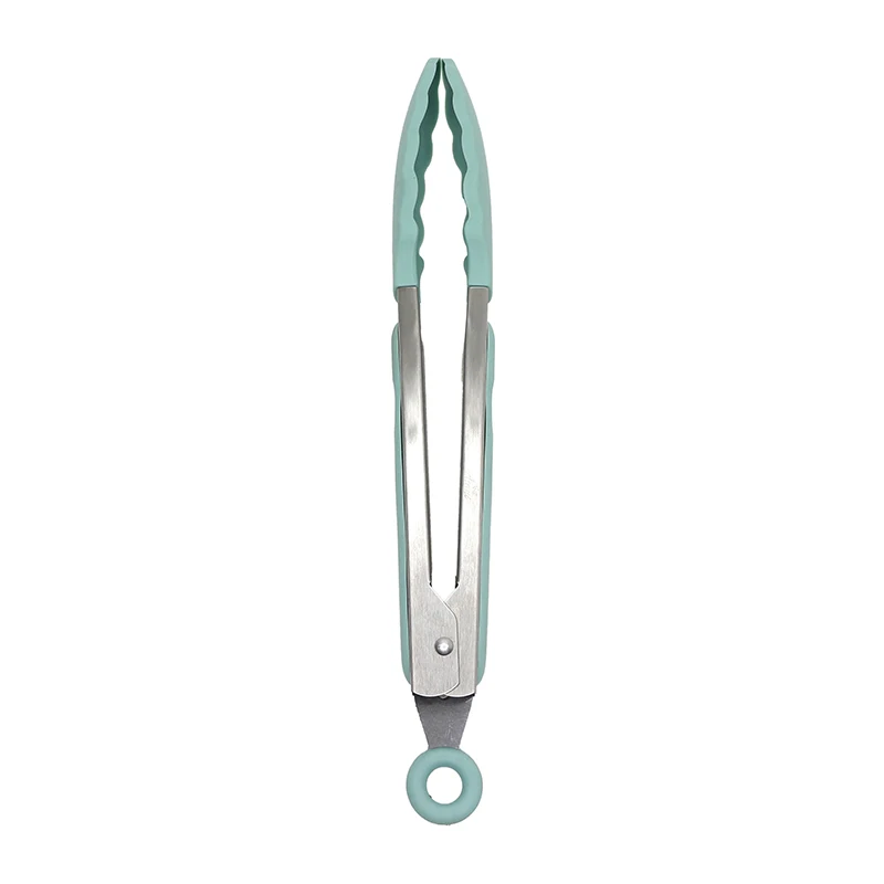 Tongs-Blue 9 видов стилей в розницу силиконовые кухонные инструменты силиконовая деревянная ручка ложка лопатка Черпак антипригарная кухонная посуда кухонные приспособления для выпечки - Цвет: Tongs-Blue