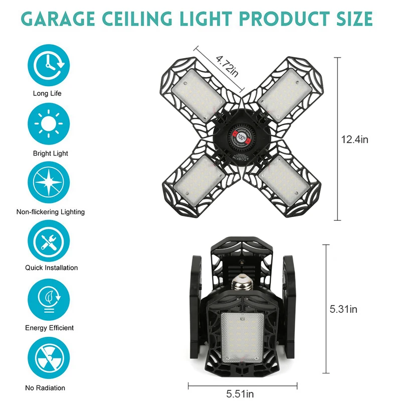 

120W LED Lamp E26 LED Bulb Indoor Ceiling Garage Light 85~265V Deform Light For Workshop Warehouse Factory Gym