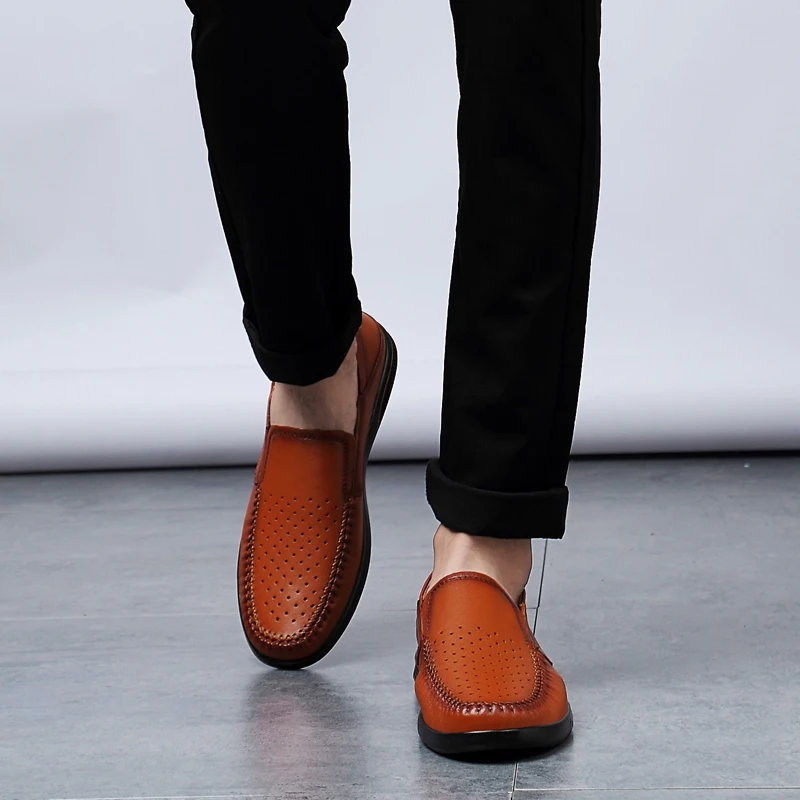 

Mens Shoes Genuine Leather Fashion Brand Low Top Lightweight Outdoor Shoes High Quality Casual Men Shoes Luxury Slip On Loafers
