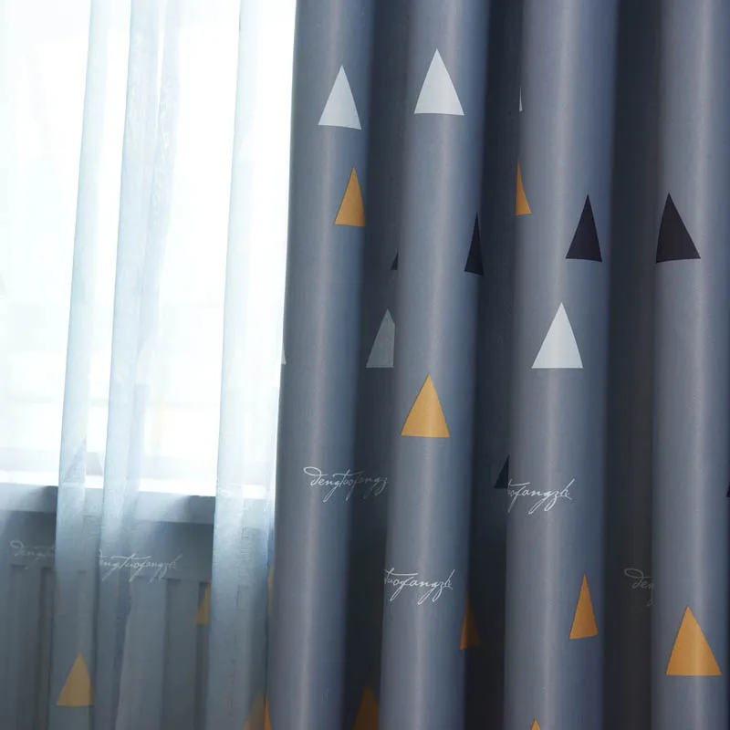 Китайские простые абстрактные треугольные затемняющие шторы для спальни детей