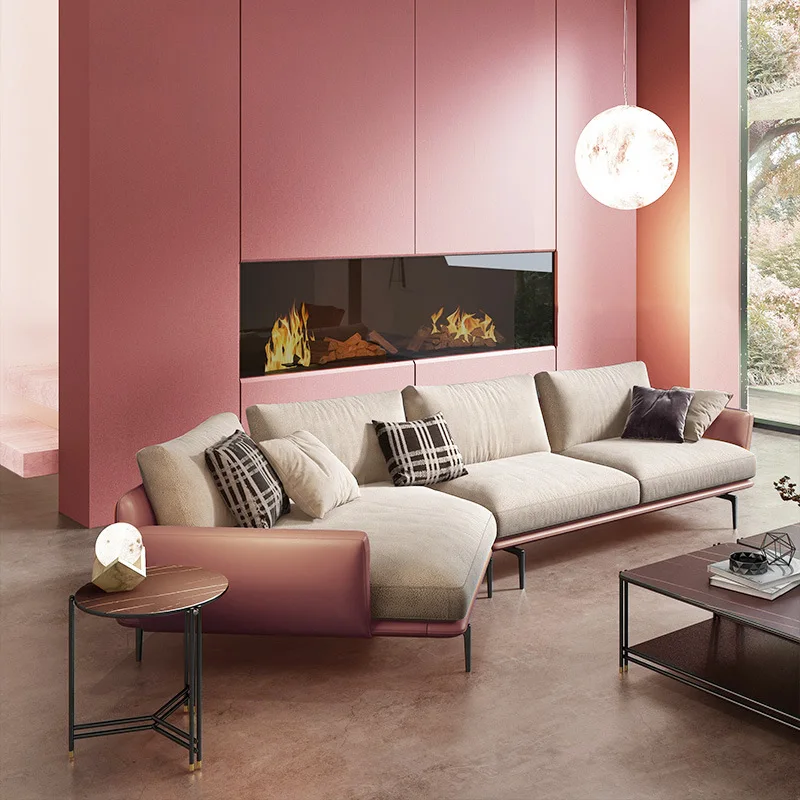 Угловой тканевый диван для гостиной современный простой комбинированный особой