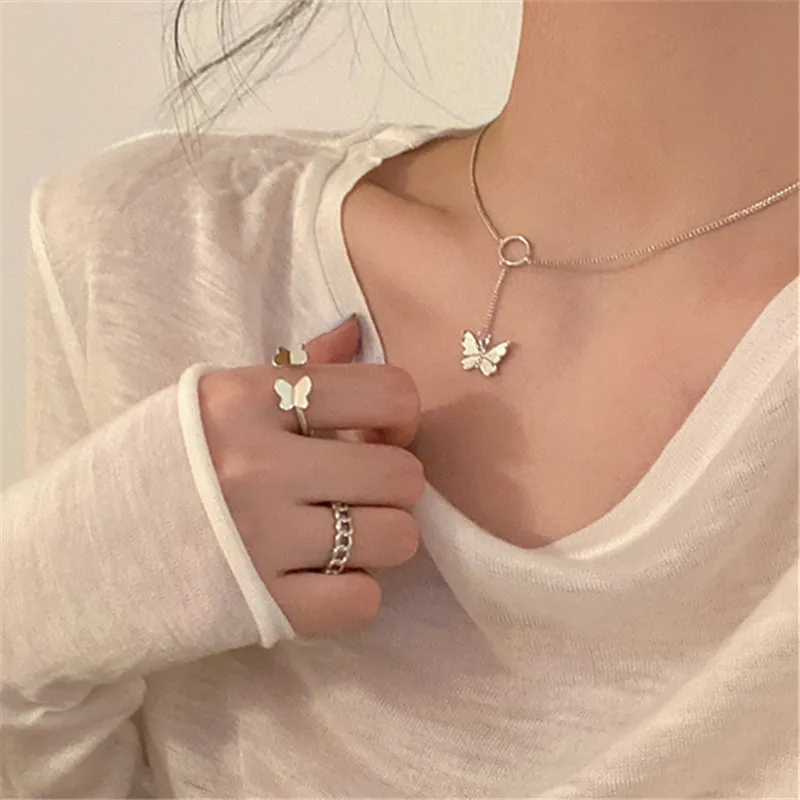 

Женское колье из серебра 925 пробы, с бабочкой