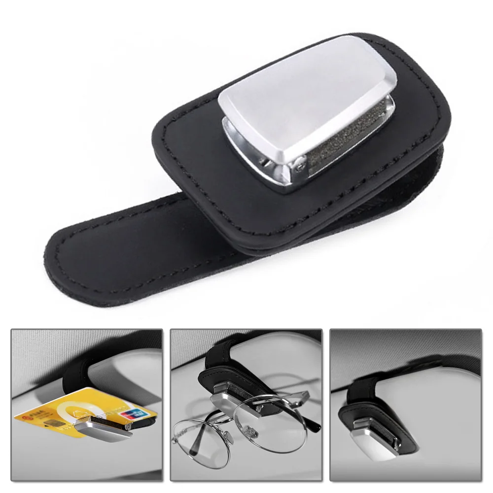 Genuine Leather Car Sunglasses Holder Glasses Storage Clip For Audi Bmw Auto Interior Organize Sun Visor Eyeglasses Case Bag | Аксессуары