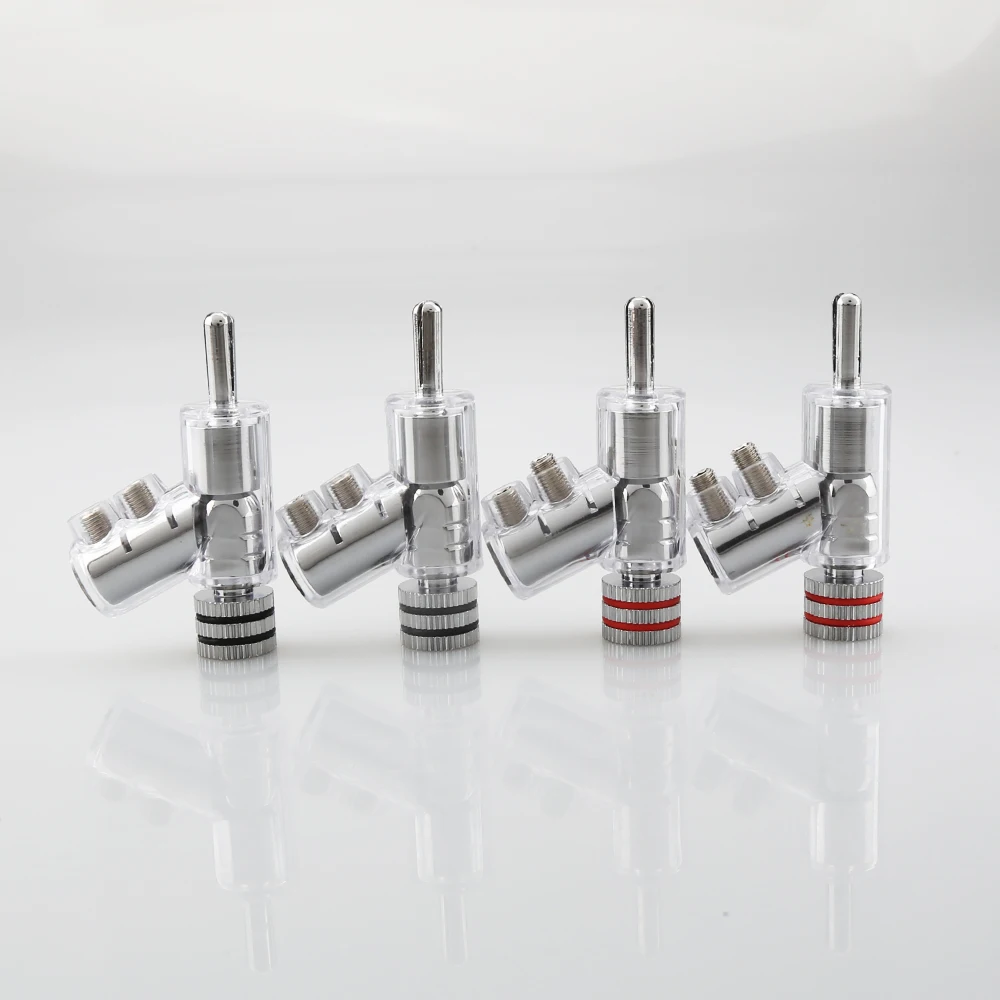 

4pcs Audiocrast Rhodium Plated Self-Locking Speaker Cable Banana Plug Connector Audio Amplifier Y-Shaped Gun Type Banana Adapter