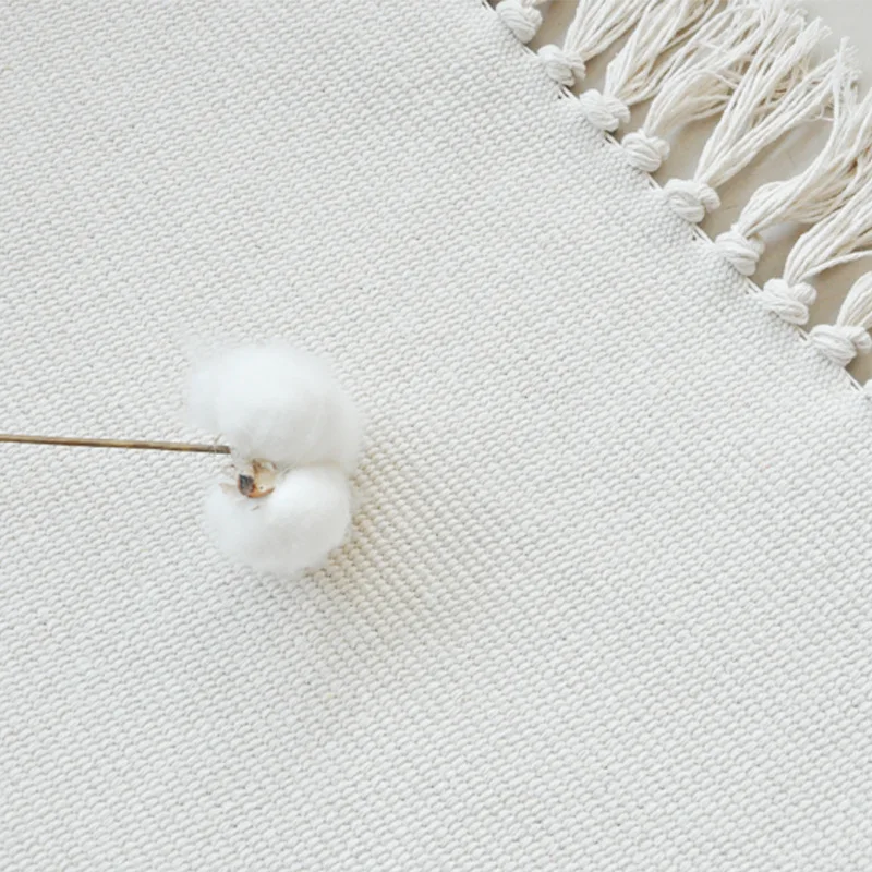 Белый Хлопковый льняной тканый коврик с кисточками для спальни кисточки из пряжи