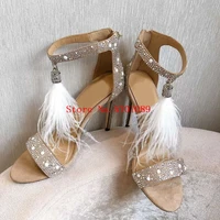women black genuine leather crystal satin ankle straps sandals viola 100mm embellished sandals london bling shoes